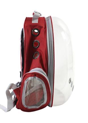 Рюкзак-переноска для кішок taotaopets 253303 panoramic red 35*25*42cm з ілюмінатором2 фото