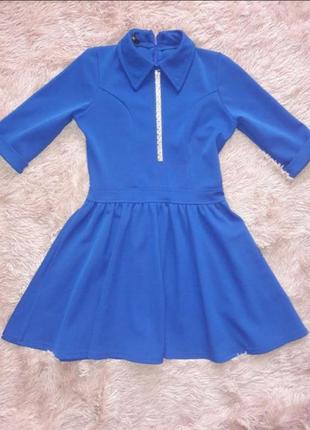Сині плаття електрик з камінням пишна спідниця, сарафан сукня туніка плаття3 фото