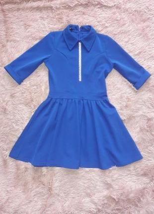 Сині плаття електрик з камінням пишна спідниця, сарафан сукня туніка плаття5 фото