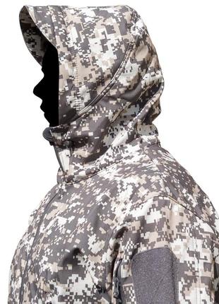 Тактическая куртка soft shell lesko a001 pixel xxl мужская влагозащищенная ветрозащитная ветровка камуфляж4 фото
