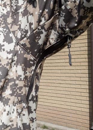 Тактическая куртка soft shell lesko a001 pixel xxl мужская влагозащищенная ветрозащитная ветровка камуфляж5 фото