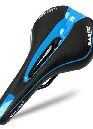 Велосипедное седло west biking 0801102 с отверстием для горного велосипеда black + blue