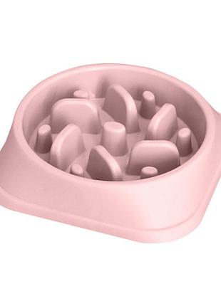 Миска taotaopets 139901 pink 17.5 cm для собак и котов медленной еды тарелка