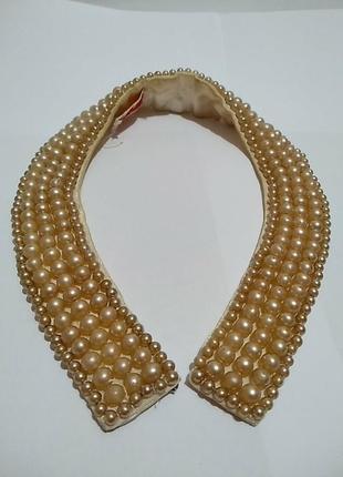 Stiled by marsha ann. вінтажний жіночий комір з штучним перлами і намистинами, зроблений у японії10 фото