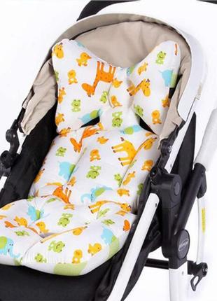 Вкладыш-матрасик lovely baby "зоопарк" в коляску и автокресло хлопковый