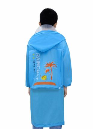 Дитячий плащ-дощовик lesko 615 blue beach розмір m водонепроникний з місцем під рюкзак2 фото