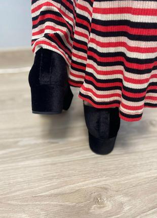 Бархатные велюровые туфли балетки на каблуке чёрные2 фото