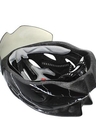Шлем велосипедный helmet 258 black + white защитный велошлем аксессуар для велосипедистов катания2 фото