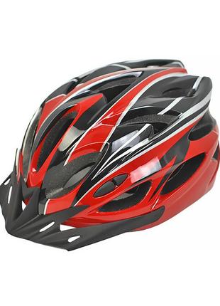 Шолом велосипедний helmet н-012f black + red захисний шолом для велосипедистів