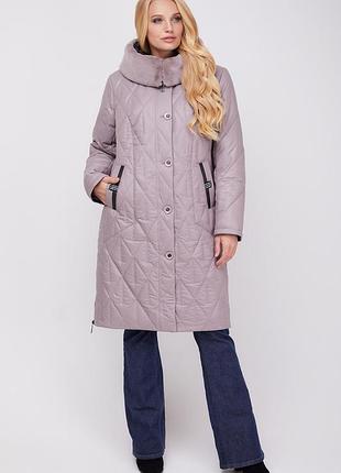 Куртка пальто пуховик, р.52, цвет пудра