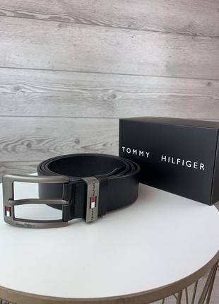 Чоловічий шкіряний ремінь tommy hilfiger томмі хілфігер брендовий пояс з натуральної шкіри8 фото