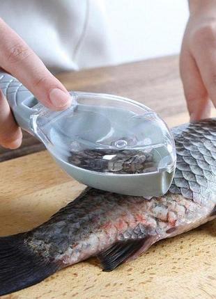 Рибочистка ручна ніж для чищення риби з контейнером3 фото