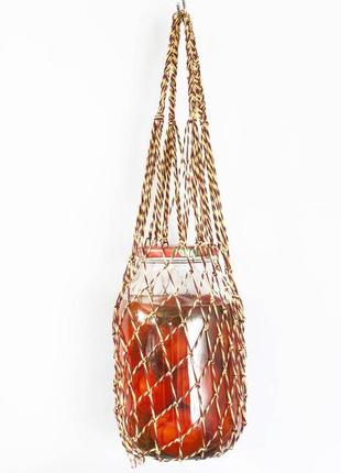 Нова сумка авоська - ecogg - бавовняна, розмір s - 5л, жовто-вишнева