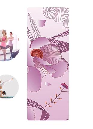 Коврик для фитнеса и йоги meileer rubb-22 фиолетовый лотос каремат 1830*680*4mm