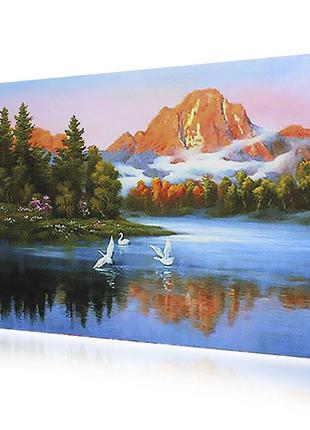 Картина по номерам lesko rsb-8178 "утро на озере" набор для творчества на холсте 40-50см рисование