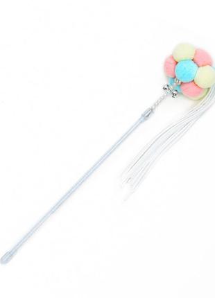 Іграшка паличка з кулями для кішок hoopet w032 pink+grey+white