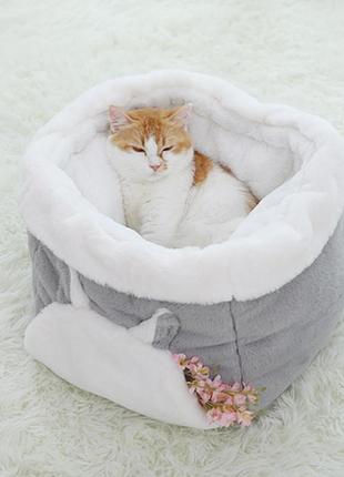 Ліжак для домашніх тварин hy-1887 grey m спальний килимок5 фото