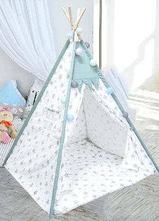 Детская игровая палатка littledove rt-14 mint stars вигвам домик для детей