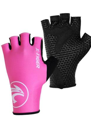 Велоперчатки x-tiger xm-dpst-17503 pink white l спортивные беспалые велосипедные перчатки