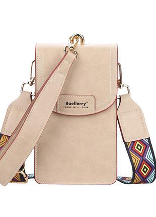 Жіноча сумочка-гаманець baellerry n8608 apricot через плече для телефону