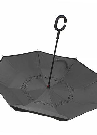 Зонт наоборот lesko up-brella серый2 фото