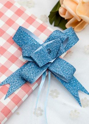 Бант-затяжка lesko blue 18 мм для подарков