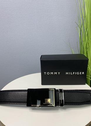 Мужской кожаный ремень tommy hilfiger томми хилфигер брендовый пояс пряжка автомат8 фото