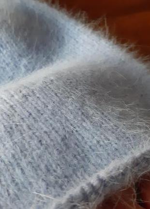 Модная шапка бини, пушистая шапка из ангоры, вязаная шапочка, ручная работа