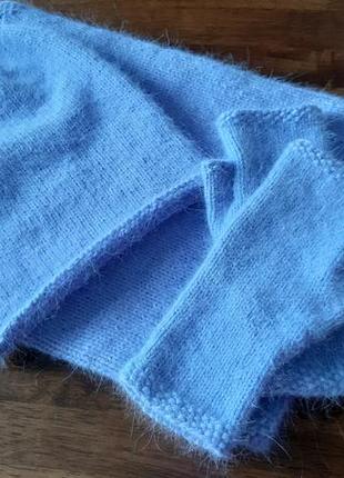 Модная шапка бини, пушистая шапка из ангоры, вязаная шапочка, ручная работа