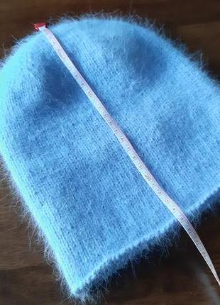 Модная шапка бини, пушистая шапка из ангоры, вязаная шапочка, ручная работа