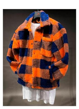Куртка кофта мужская оверсайз мягкая теплая в клетку турция / курточка чоловіча тепла в клітинку