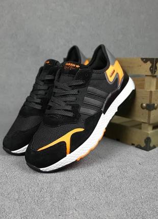 Чоловічі кросівки adidas nite jogger чорні з помаранчевим / smb ✔️