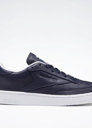 Кроссовки-кеды мужские reebok club c 85 fw7799 (темно-синий, кожаные, повседневные, ретро стиль, бренд рибок)