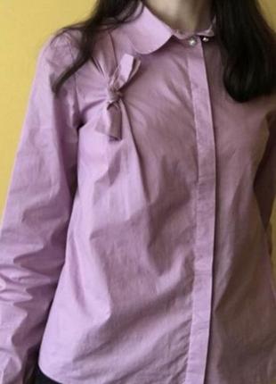Рубашка сиреневая фиолетовая с бантиком1 фото