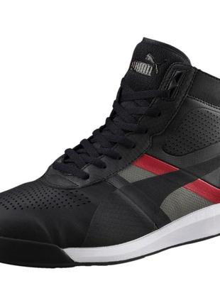 Кроссовки-кеды мужские puma ferrari podio mid 305776 01 (черные, повседневные, перфорированные, бренд пума)
