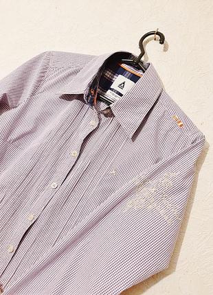 Сорочка жіноча в клітинку біла бузкова блуза довгий рукав бавовна застібка гудзики бренд gaastrв