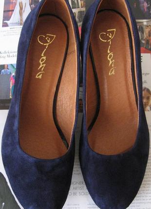 Nona! женские качественные классические туфли синего цвета взуття на каблуке 7,5 см6 фото