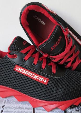 Jordan! летние черные с красным мужские или для подростка кроссовки в стиле джордан сетка кожа1 фото