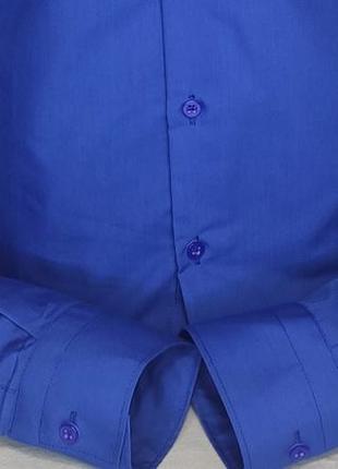 Мужская рубашка синяя однотонная приталенная fiorenzo vd-0063 турция, стильная с длинным рукавом хлопок3 фото