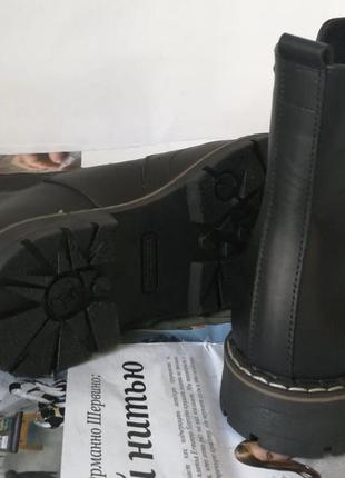 Женские черные ботинки в стиле timberland оксфорд  натуральная кожа зима мех тепленькие6 фото