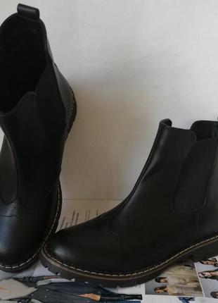 Женские черные ботинки в стиле timberland оксфорд  натуральная кожа зима мех тепленькие3 фото