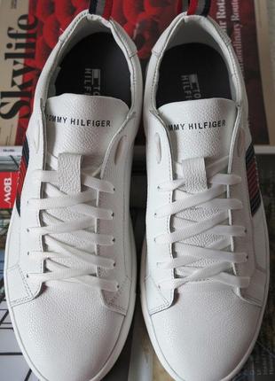 Tommy hilfiger кожаные белые кеды! туфли мужские кроссовки в стиле томми хилфигер8 фото