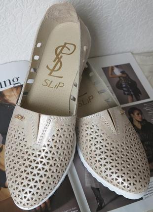 Slip! женские туфли балетки перфорация натуральная кожа лето очень удобные7 фото
