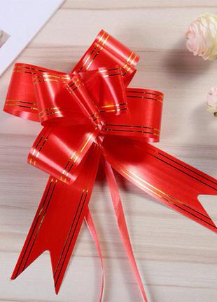 Подарочный бант-затяжка lesko red 32 мм для упаковки подарков