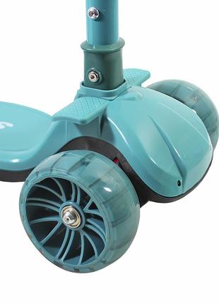 Дитячий самокат scooter baq-016 turquoise триколісний складний з світними колесами для дітей5 фото