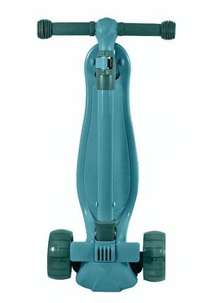 Дитячий самокат scooter baq-016 turquoise триколісний складний з світними колесами для дітей3 фото