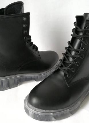 Легендарные! dr. martens jadon демисезонные кожаные ботинки  на платформе с шнуровкой черные мартенсы1 фото