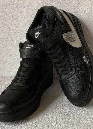 Nike зимние чёрные женские высокие кроссовки ботинки обувь кросики с мехом батал5 фото