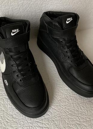 Nike зимние чёрные женские высокие кроссовки ботинки обувь кросики с мехом батал6 фото