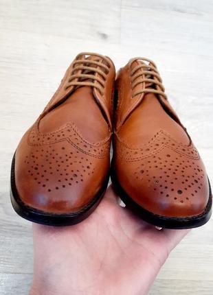 Asos светло-коричневые туфли-броги из натуральной кожи5 фото